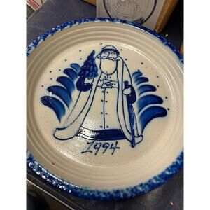 1994 Eldreth pottery Christmas salt glazed deep annual plate signed